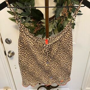 Josie Natori Animal Print Leopard Print Embroidered Flower Camisole S